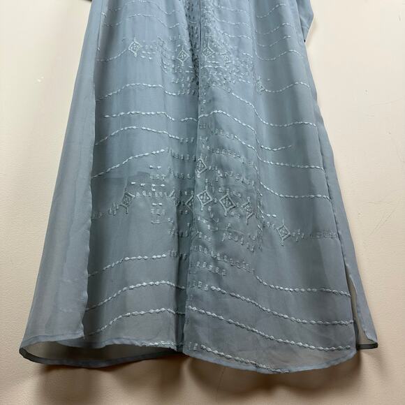 Soft Surroundings Pastel Blue Embroidered Button Front 2pc Maxi Coquette Dress M - Picture 3 of 9